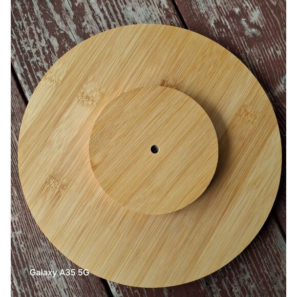 Round Bamboo Cheese Board Lazy Susan w/ Divided Sections For Cheesy Salty Sweet - Picture 6 of 6